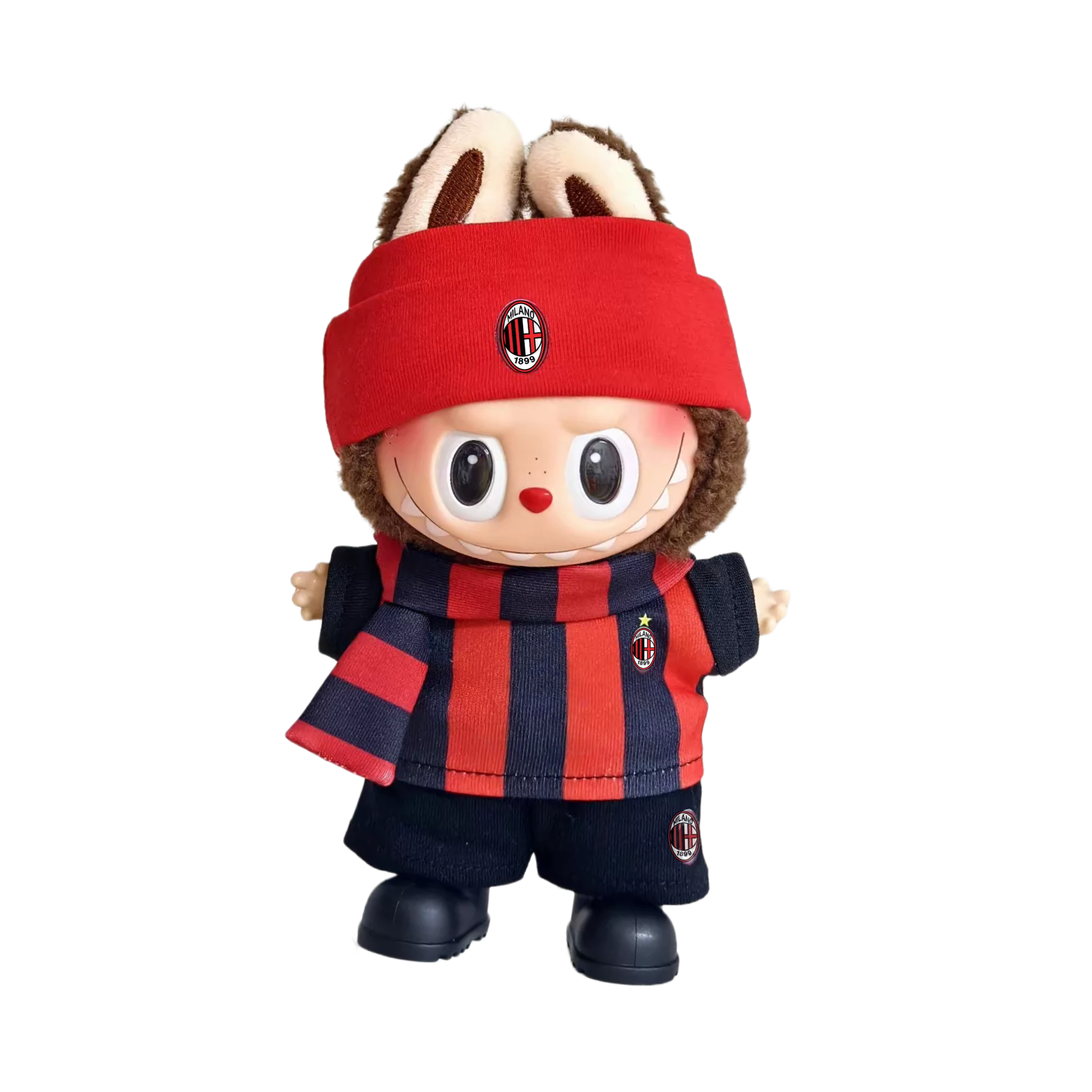 Labubu football jersey kit – AC Milan – Labubu clothes compatible with similar 17cm dolls
