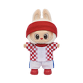 Labubu football jersey kit – Croatia Home – Labubu clothes shown worn on a doll, compatible with similar 17cm dolls