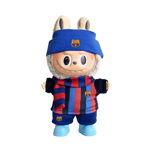 Labubu football jersey kit – Barcelona – Labubu outfits compatible with similar 17cm dolls