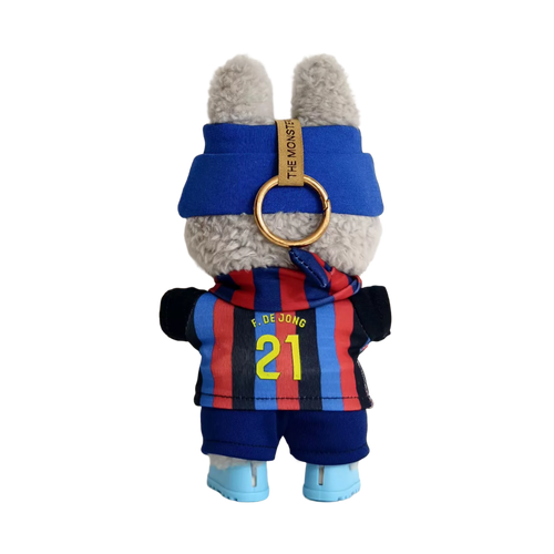 Labubu football jersey kit personalised – Barcelona – custom number and name printed, compatible with similar 17cm dolls