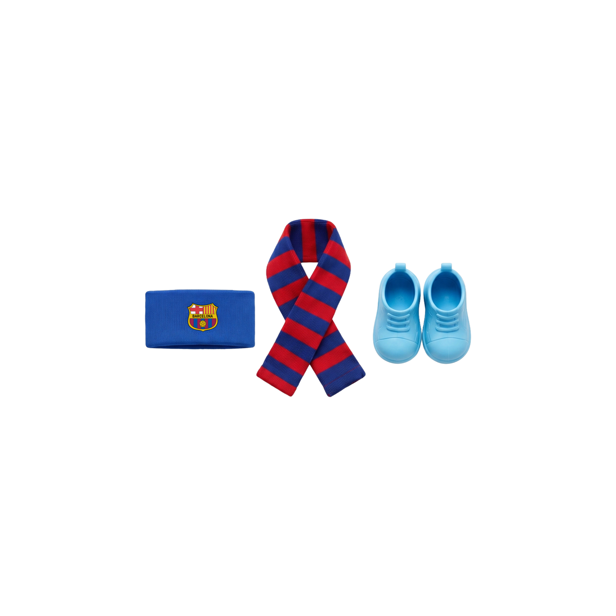Labubu football accessories – Barcelona – headband, scarf and shoes compatible with similar 17cm dolls