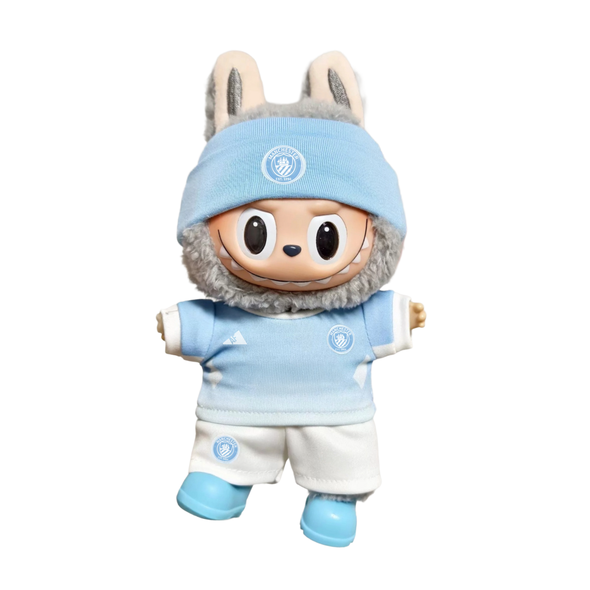 Labubu football jersey kit – Manchester City – Labubu clothes compatible with similar 17cm dolls