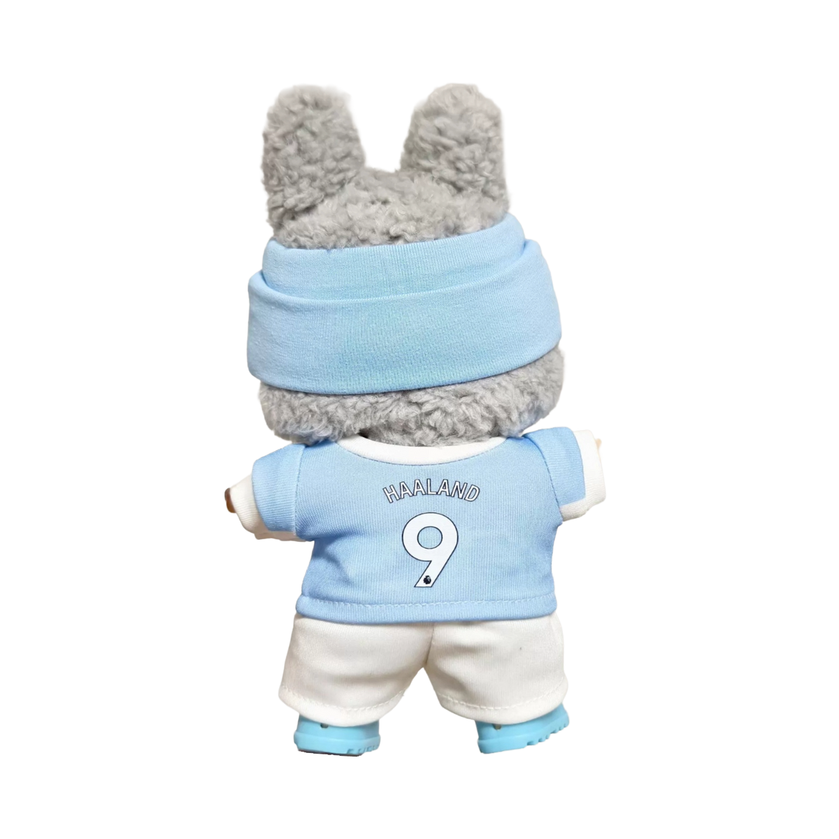 Labubu football jersey kit personalised – Manchester City – custom number and name printed, compatible with similar 17cm dolls