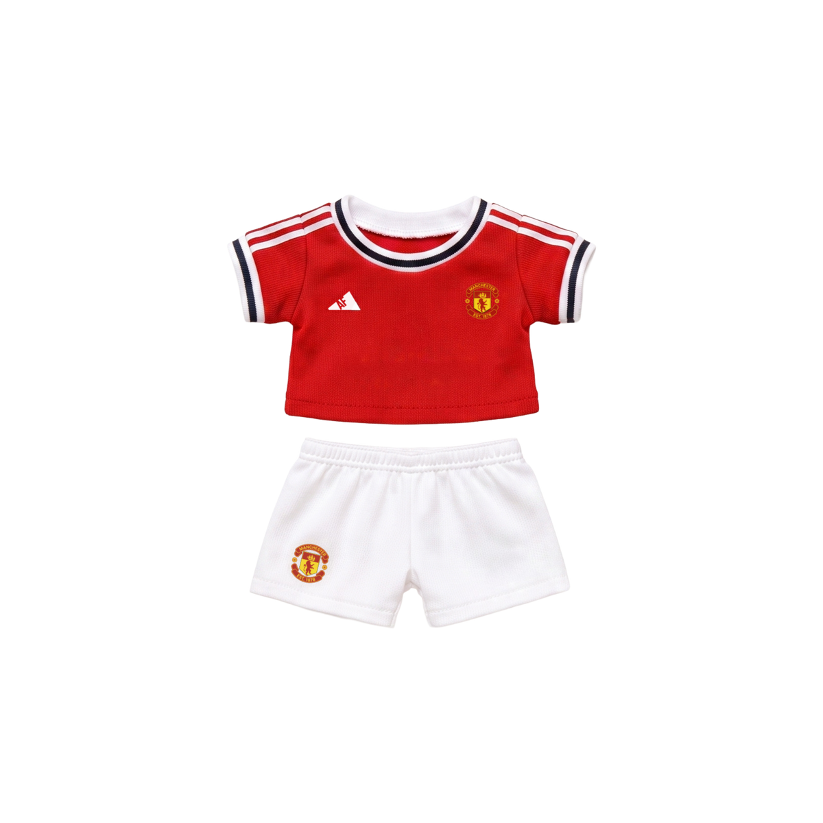 Labubu football jersey and shorts – Manchester United – Labubu outfits compatible with similar 17cm dolls
