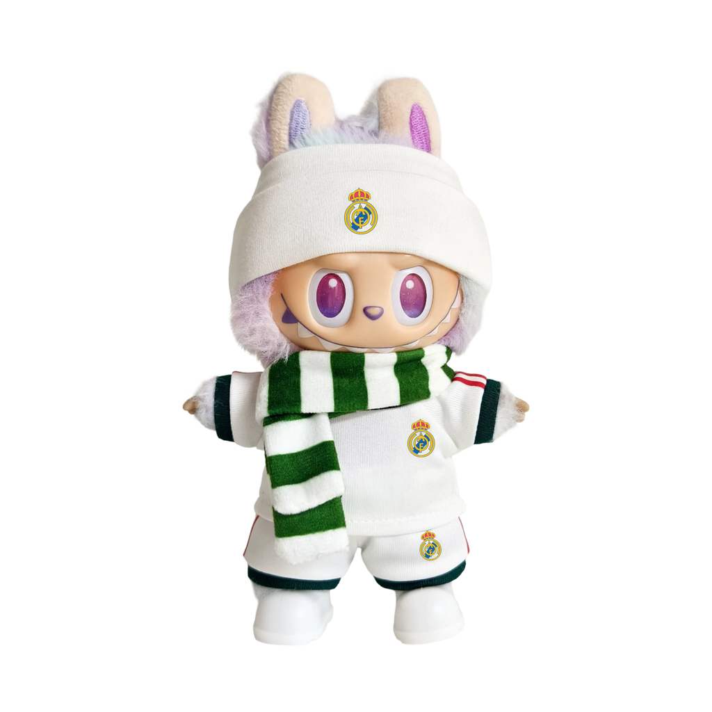 Labubu football jersey kit – Real Madrid – Labubu outfits compatible with similar 17cm dolls