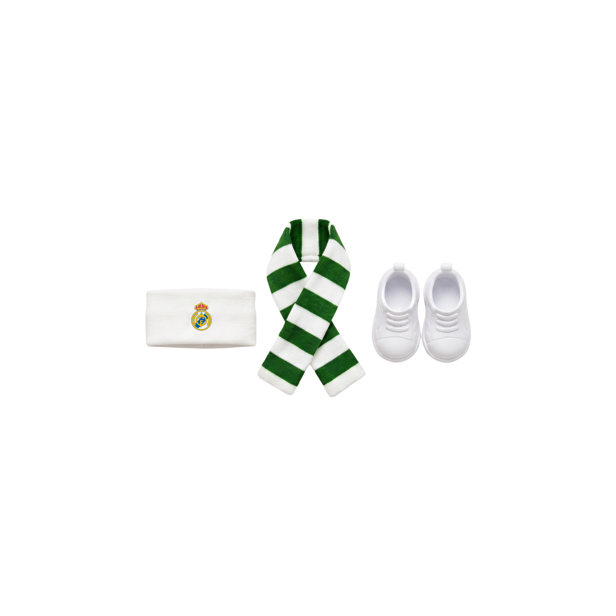 Labubu football accessories – Real Madrid – headband, scarf and shoes compatible with similar 17cm dolls