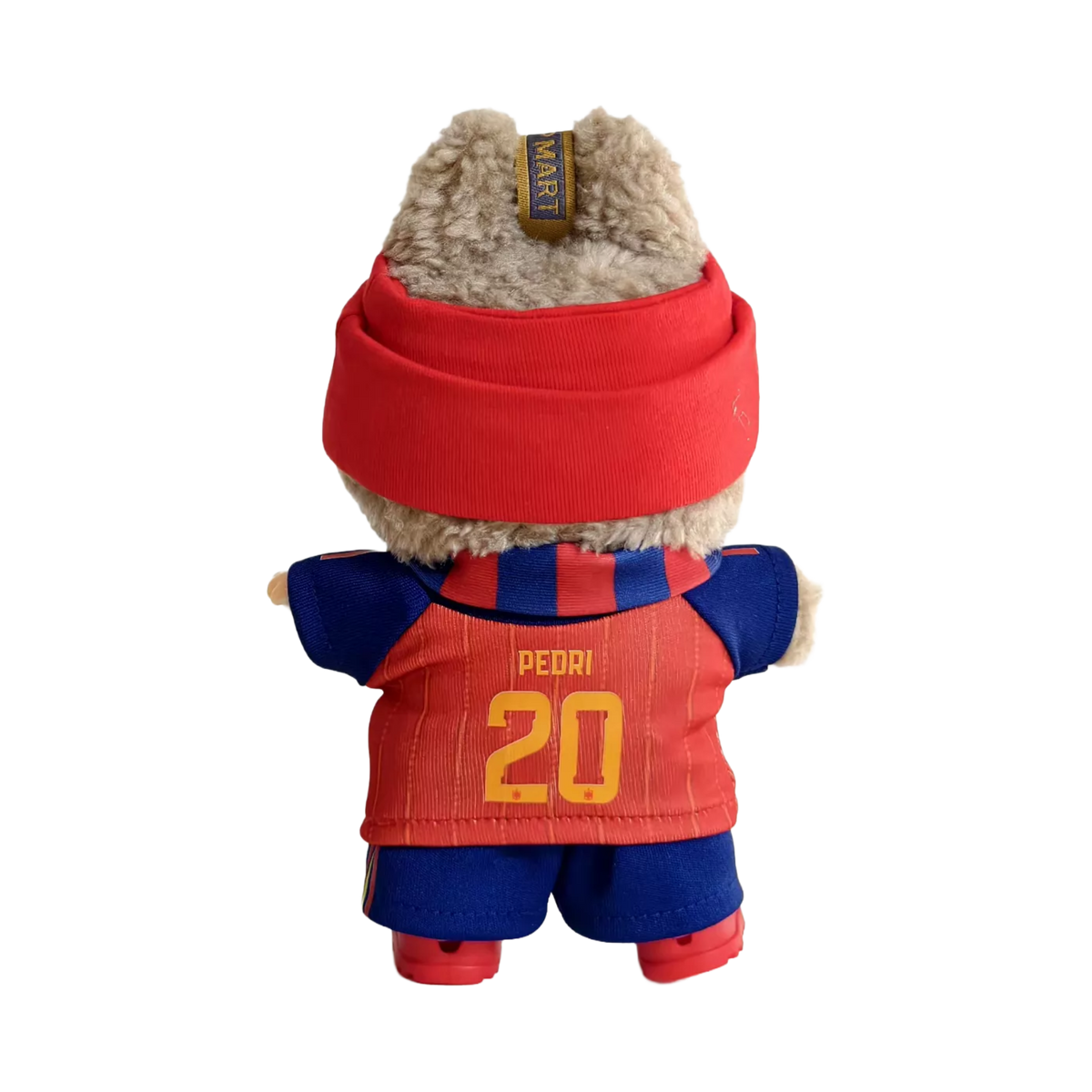 Labubu football jersey kit – Spain Home – Labubu clothes personalised with your own number and name printed on the jersey, compatible with similar 17cm dolls