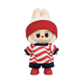Labubu football jersey kit – USA Home – Labubu clothes shown worn on a doll, compatible with similar 17cm dolls
